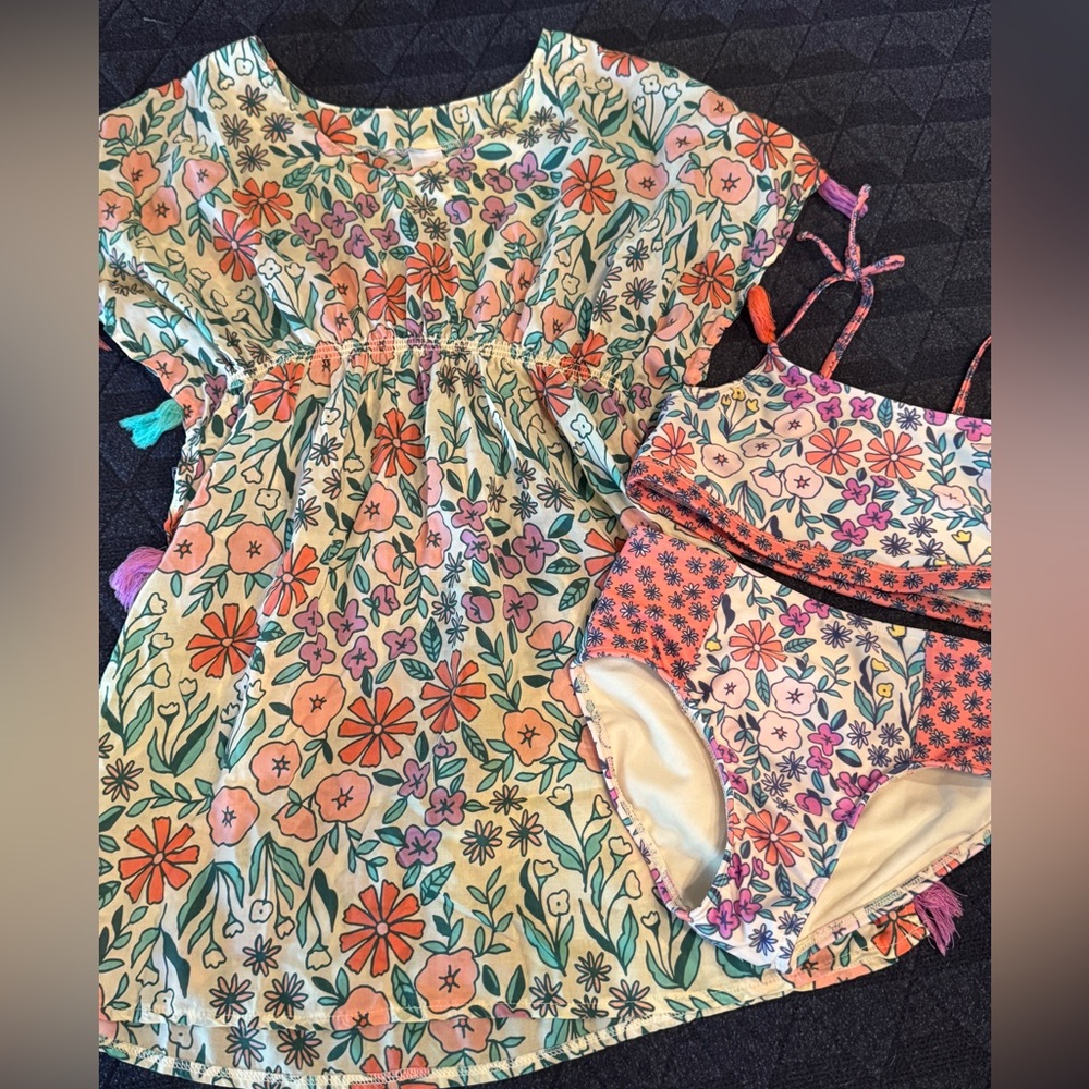 Cat & Jack bathing suit and matching coverup